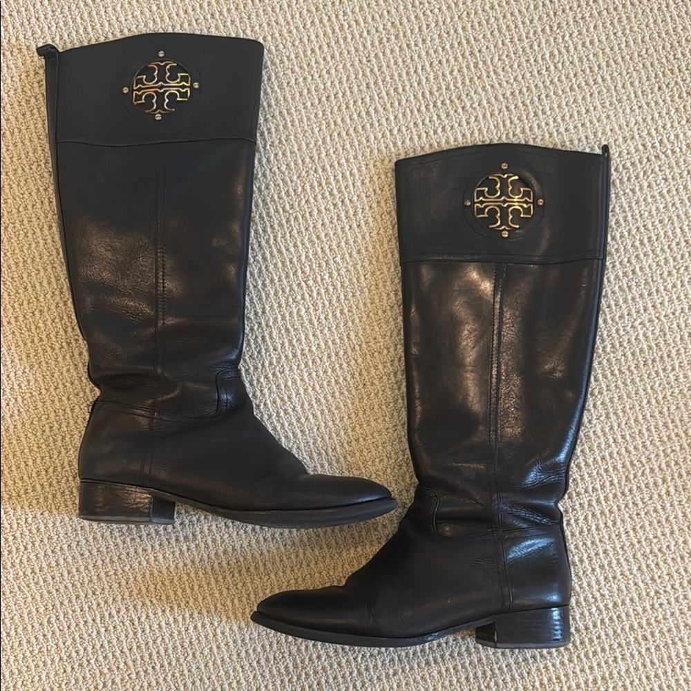 Tory Burch Black Leather Riding Boots